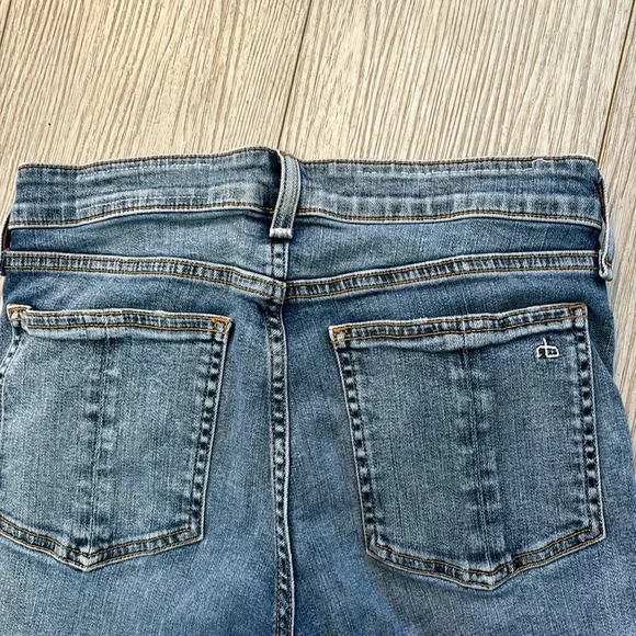 Rag & Bone Cate Mid-Rise Skinny Jeans with Distressed Knee in Blue sz 26 - Picture 16 of 16